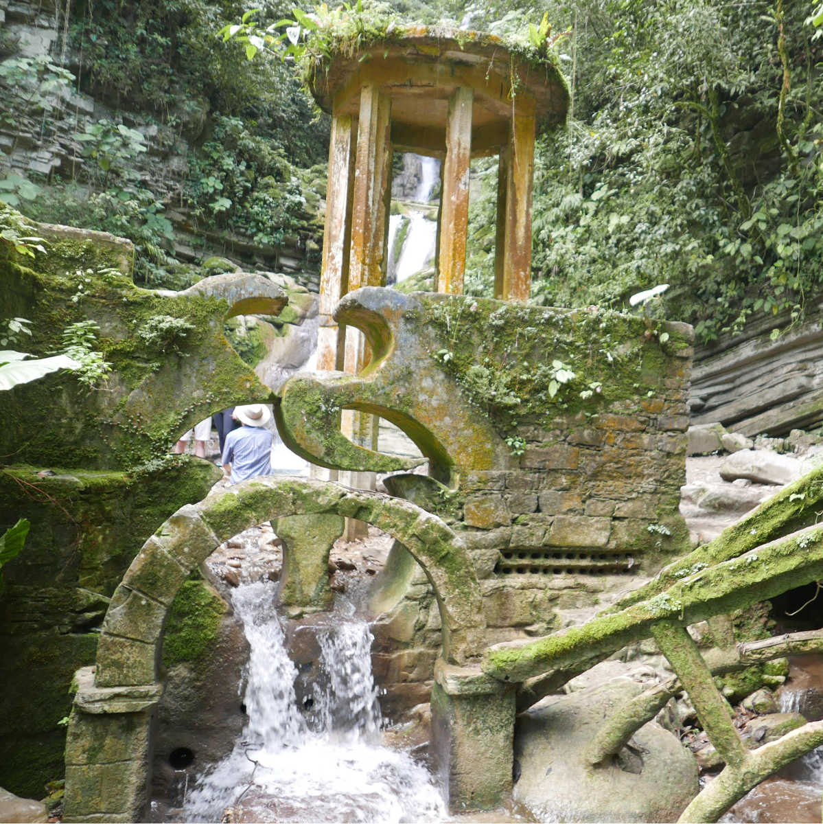 Waterfall in the jungle in Las Pozas surrealist garden in Xilitla