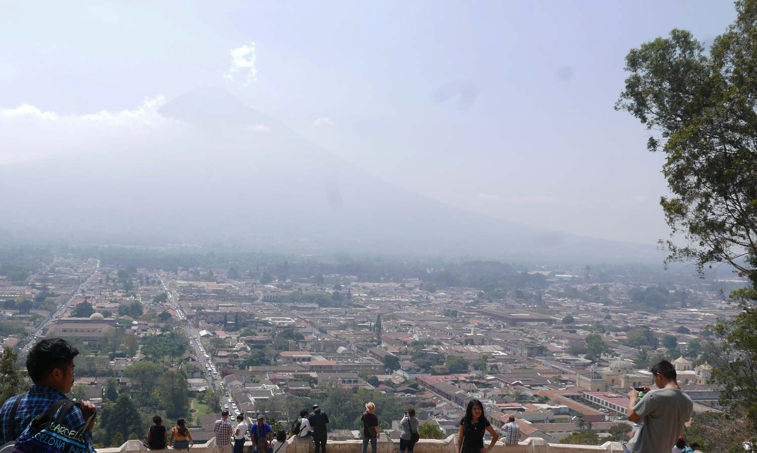 Panorama picture of Antigua Guatemala, with Volcan de Agua in the background