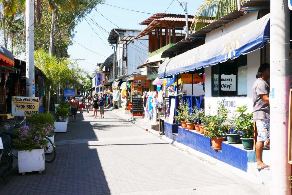 Main street in El Tunco village, El Salvador