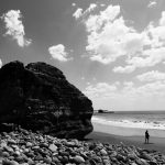 Rock at El Sunzal beach, near El Tunco village, El Salvador