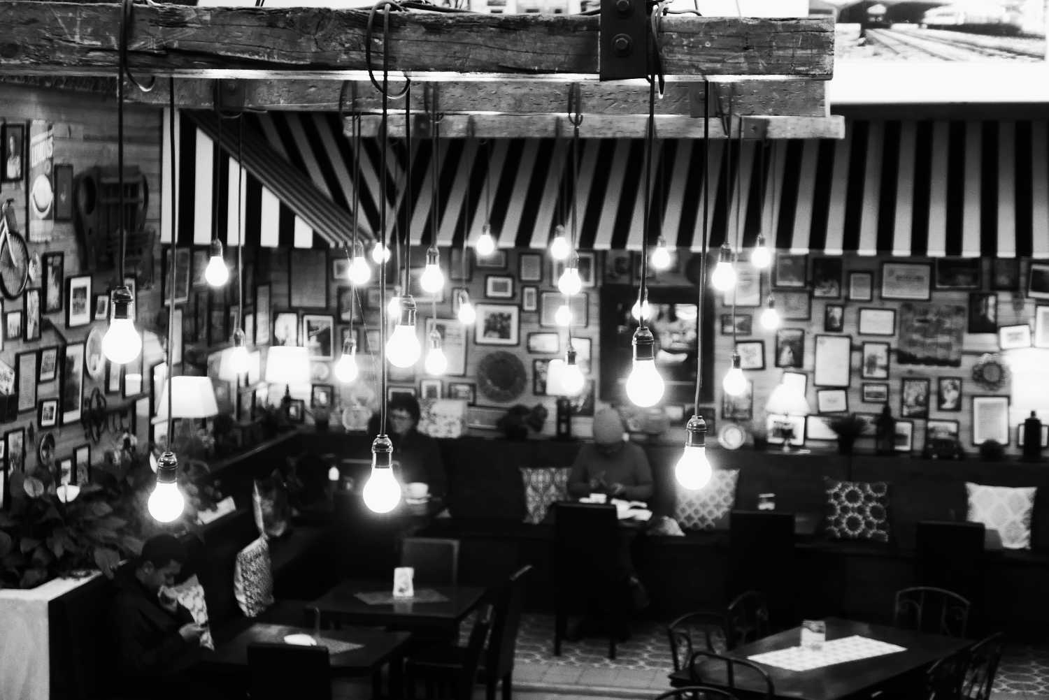 Lights in Cafe Baviera in Xela
