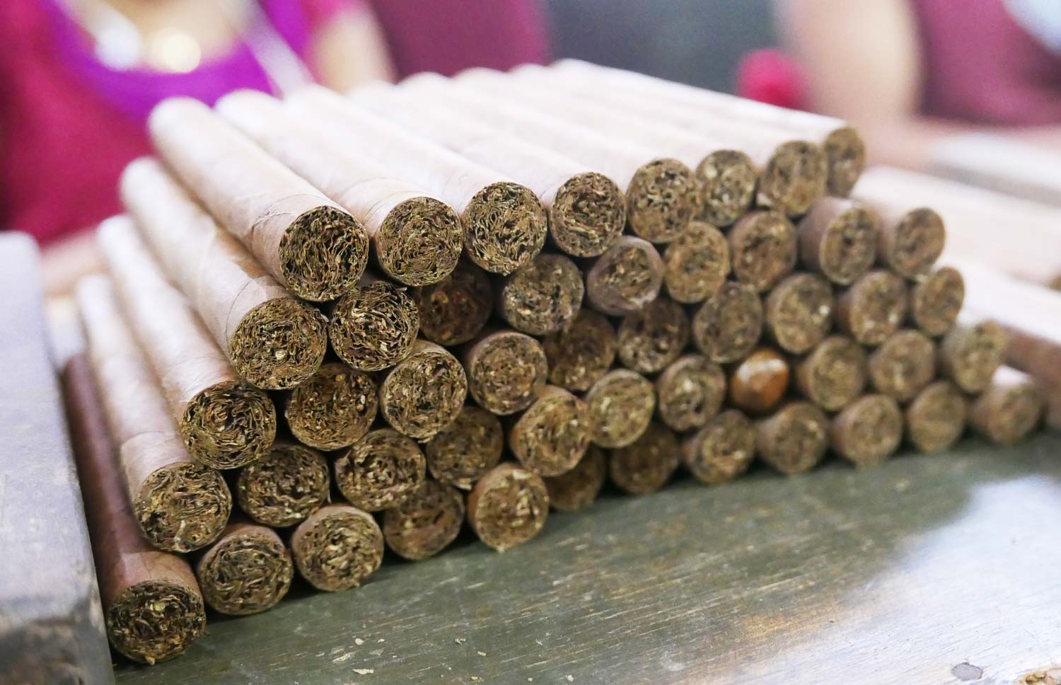 Pile of cigars in cigar factory in Esteli, Nicaragua
