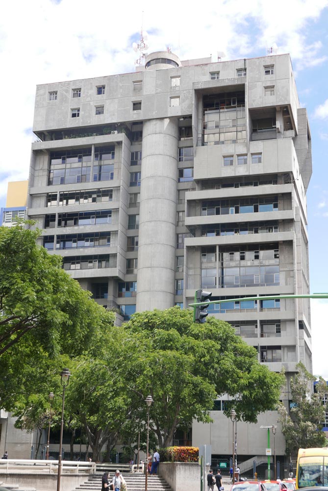 Brutalist highrise in the center of San Jose, Costa Rica
