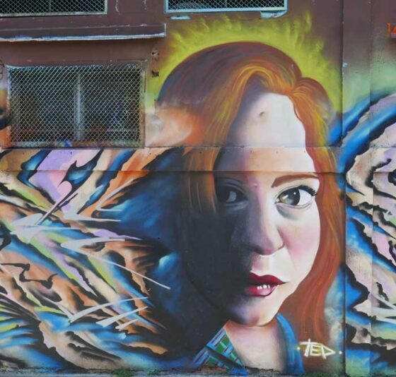 Shrewd woman. Street art in San Jose, Costa Rica