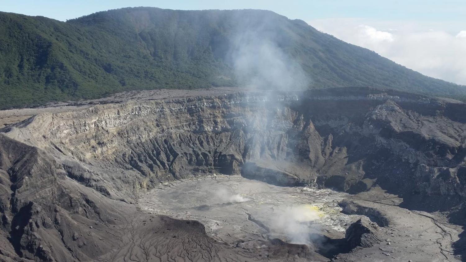 The crater of Volcan Poas in Costa Rica is one of the biggest in the world