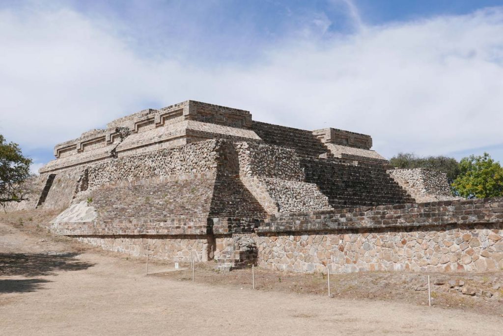 Temple on the southwestern side of the Monte Alban archaelogical ruins near Oaxaca in Mexico