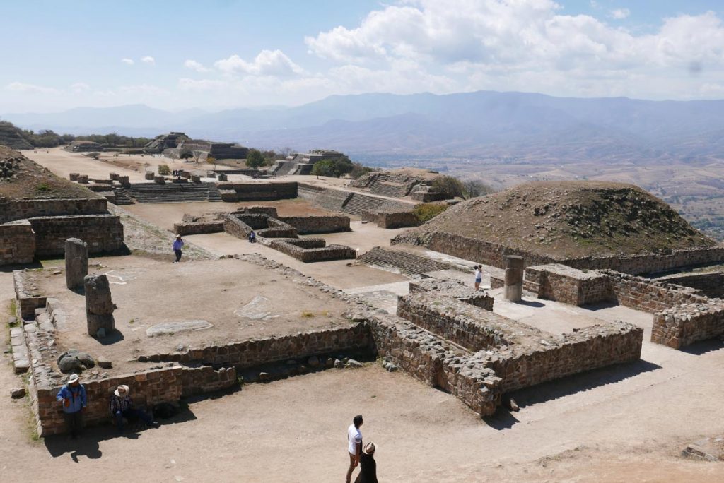 Western temples of the Monte Alban archaelogical ruins near Oaxaca in Mexico