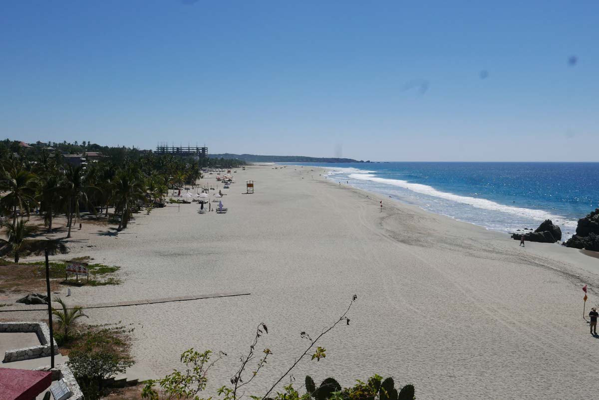 Zicatela beach panorama view in Puerto Escondido