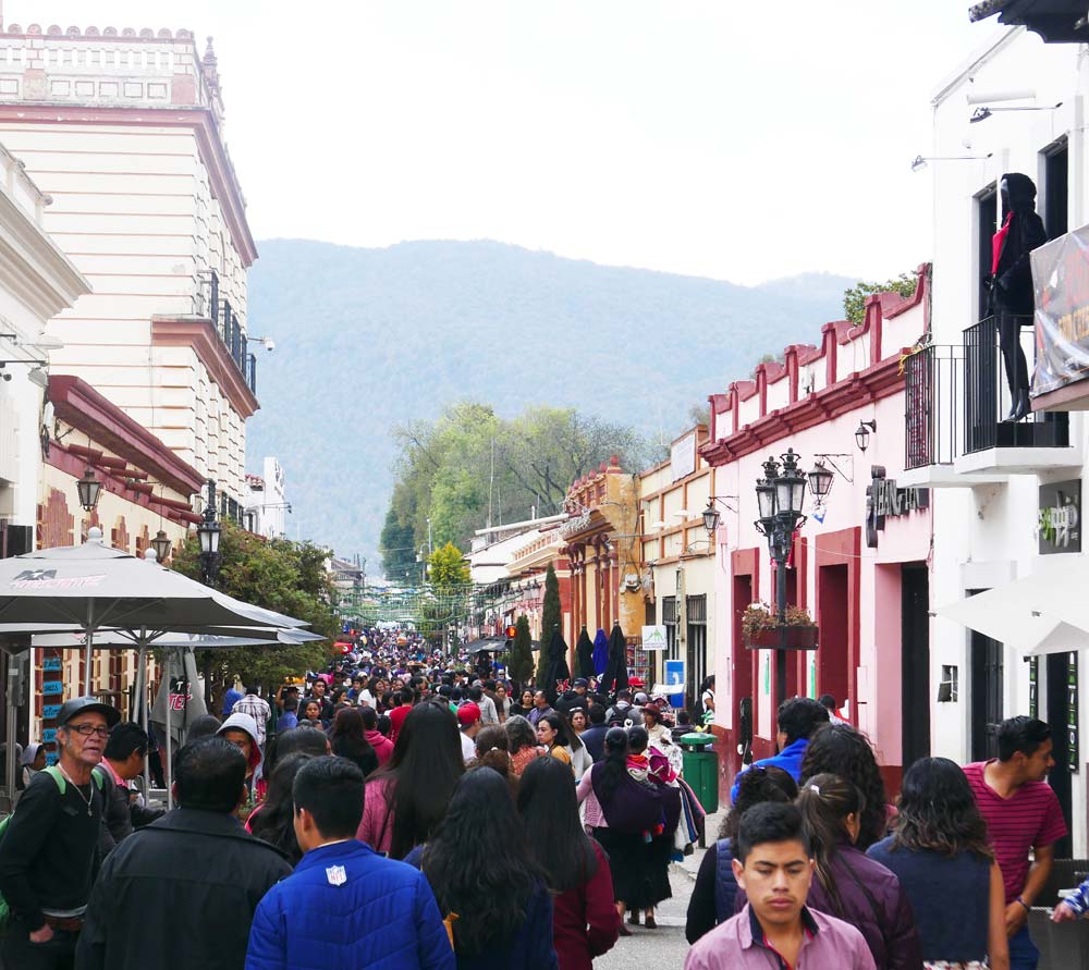 Main shopping street in San Cristobal de las Casas