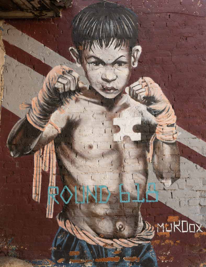 Street art in Cuenca: the boxer