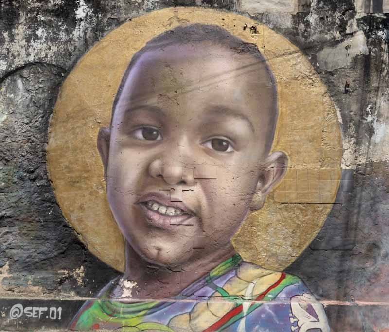 Street art Cartagena: black kid